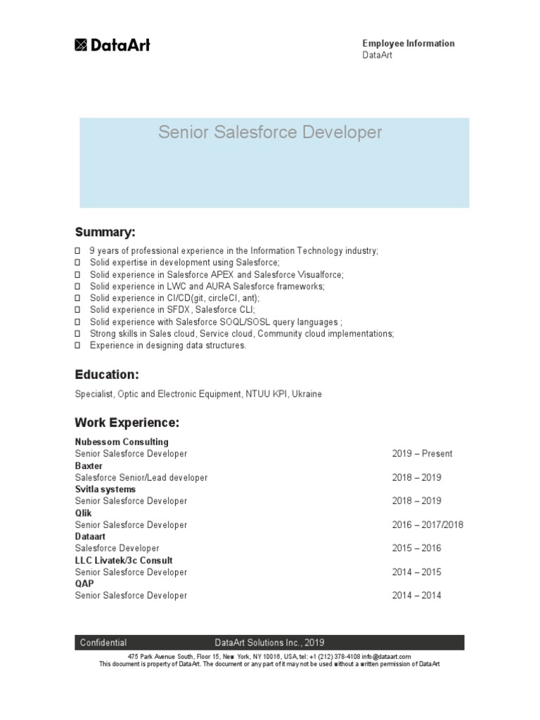 Senior Salesforce Developer Profile | PDF | Application Software | Software