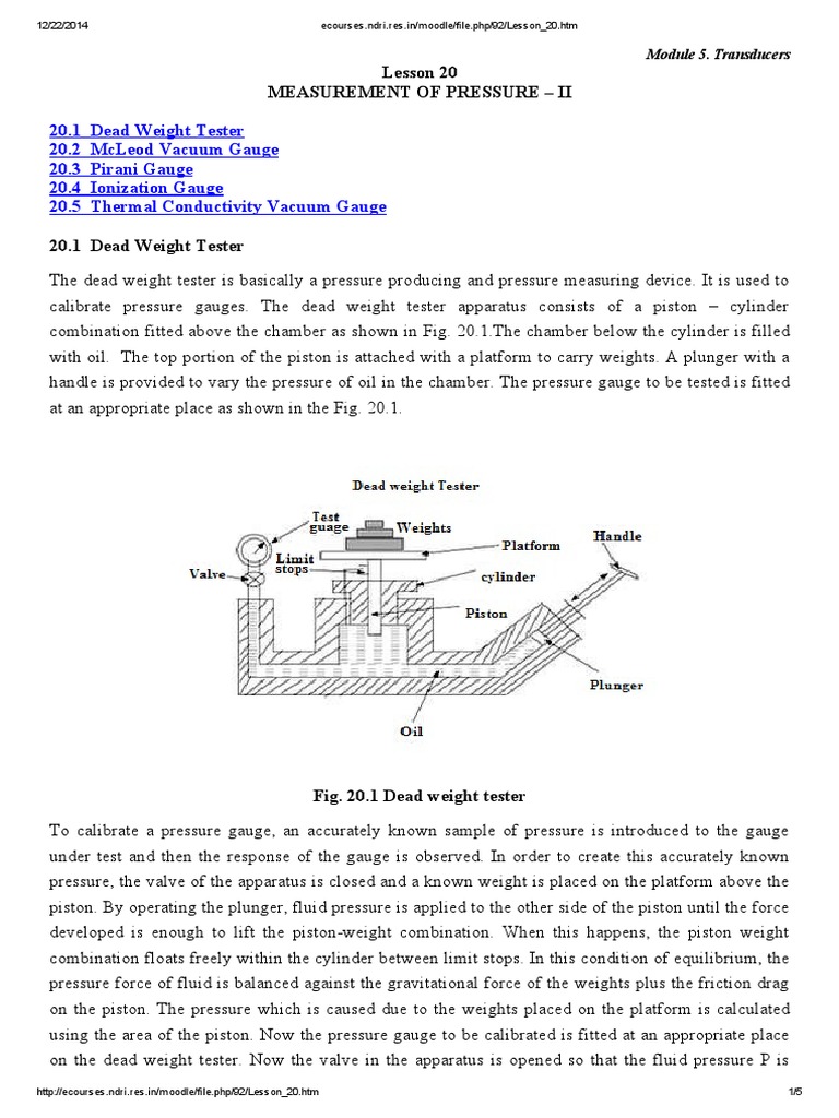 Pressure Measurement Techniques | PDF | Pressure Measurement | Ion