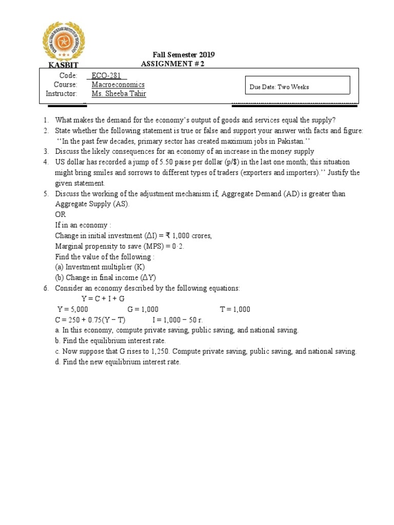 Fal Fall Semester 2019 Assignment # 2: Due Date: Two Weeks | PDF ...