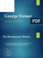 George Steiner: The Hermeneutic Motion