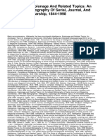 Intelligence, Espionage and Related Topics: An Annotated Bibliography of Serial, Journal, and Magazine Scholarship, 1844-1998