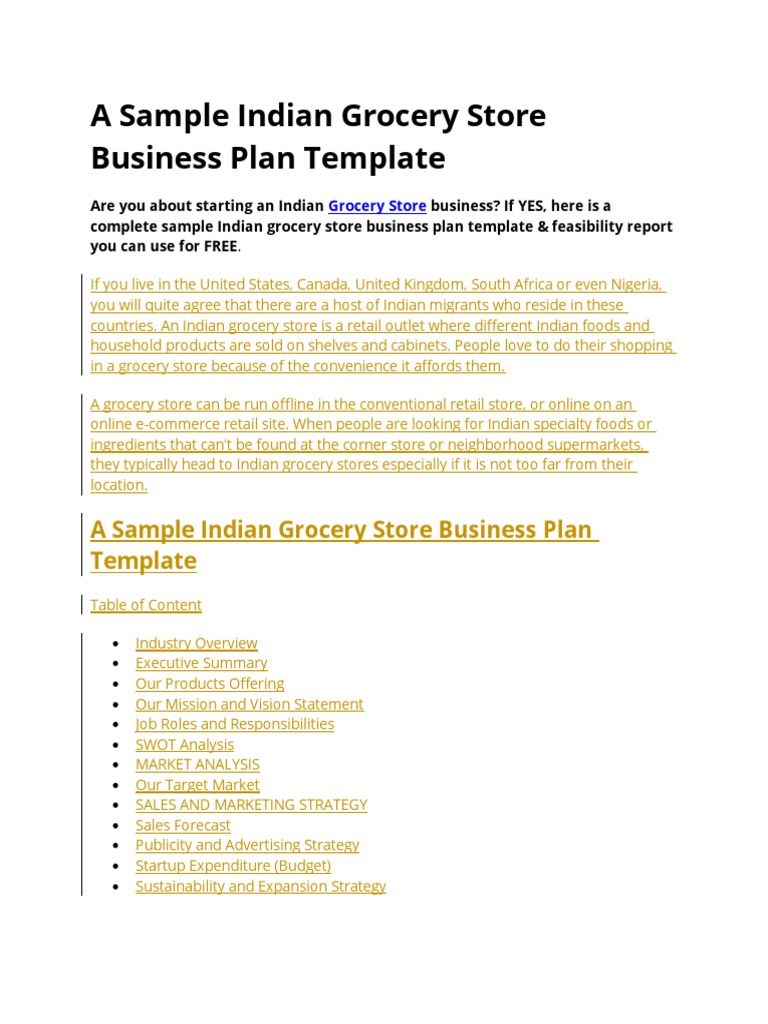 grocery business plan in india