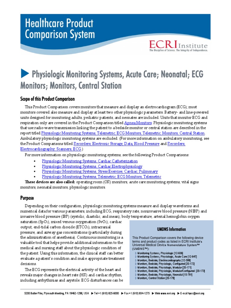 Physiologic Monitoring Systems, Acute Care Neonatal ECG Monitors