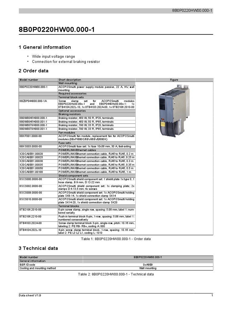 ACOPOSmulti Power Supply Module Data Sheet | PDF | Power Supply | Resistor