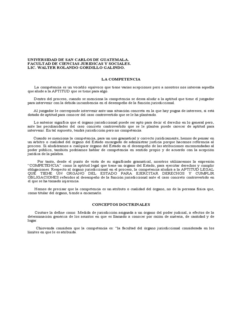 Competencia y Jurisdicción en Derecho | PDF | Jurisdicción | Ley procesal