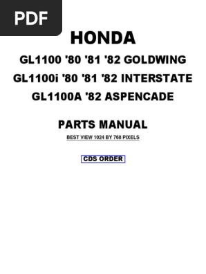 Honda Goldwing gl1100 1980 To 1982 Honda Parts Manual PDF