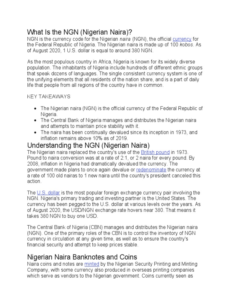 What Is The NGN (Nigerian Naira) ?: Currency | PDF | Financial Markets ...