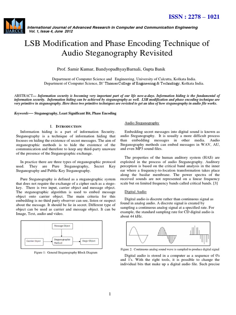 11 LSB Modification and Phase Encoding Technique of Audio