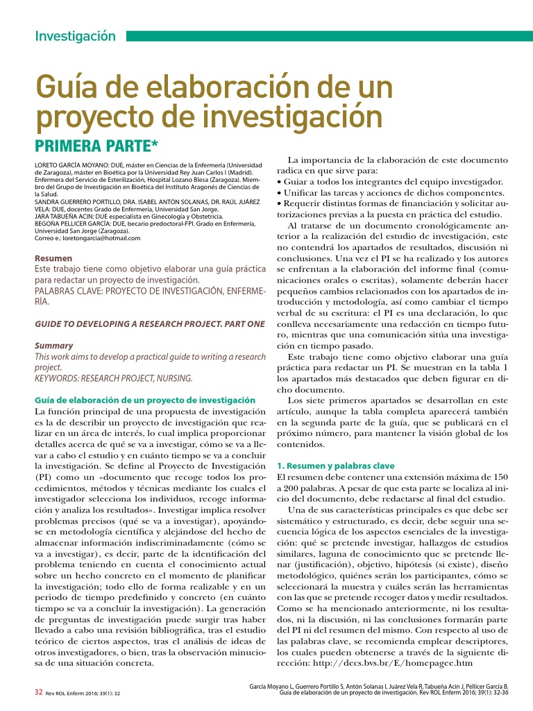 Guía de Elaboración de Un Proyecto de Investigación | PDF | Hipótesis ...