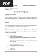 Ens 362: Econometrics Ii Course Outline and Reading List