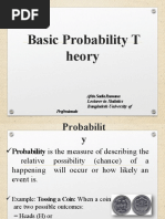 Basic Probability T Heory: Afrin Sadia Rumana Lecturer in Statistics Bangladesh University of Professionals