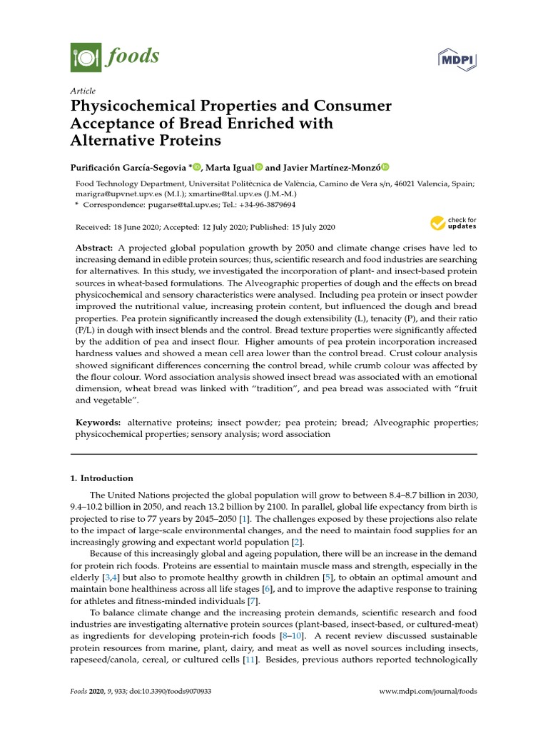 Foods: Physicochemical Properties and Consumer Acceptance of Bread ...