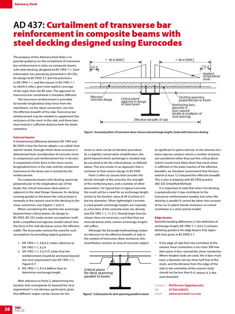 AD 437 Curtailment of Transverse Bar Reinforcement in Composite Beams