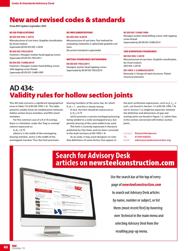 AD 434 - Validity Rules For Hollow Section Joints, October 2019 | PDF ...