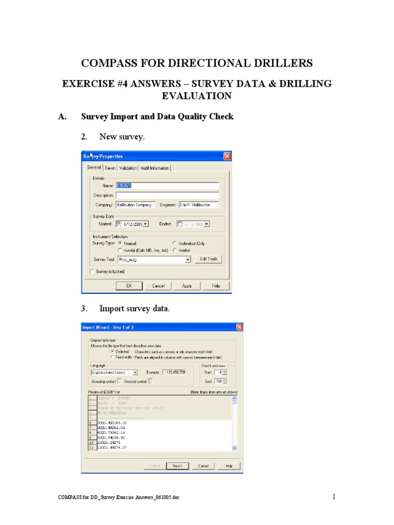 Compass For Directional Drillers: Exercise #4 Answers - Survey Data ...