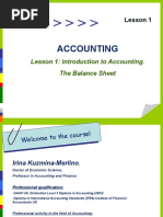 Accounting: Lesson 1: Introduction To Accounting. The Balance Sheet