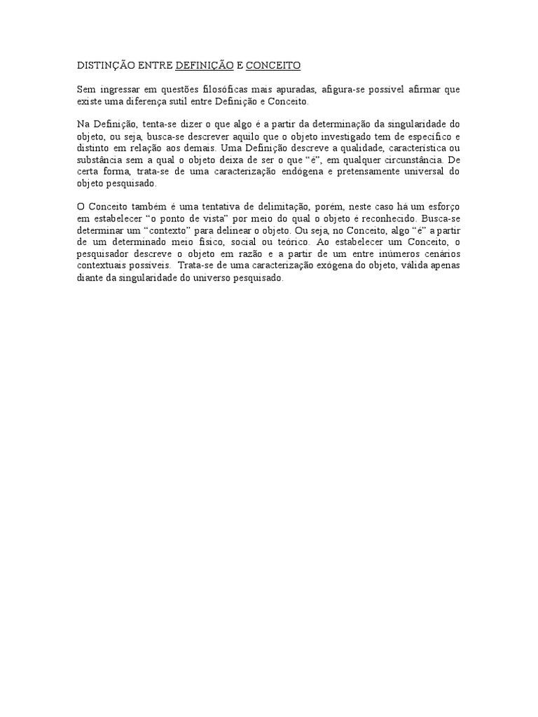 Diferença entre Definição e Conceito | PDF