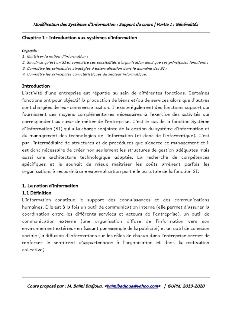 Chapitre1 PDF | PDF | Système d'information | Informatique