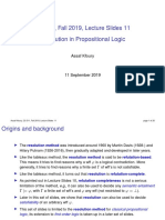 CS 511, Fall 2019, Lecture Slides 11 Resolution in Propositional Logic