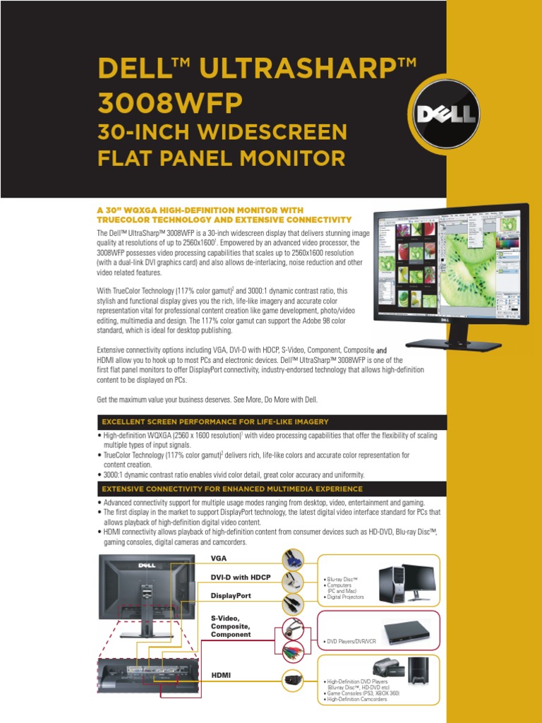 Dell™ Ultrasharp™ 3008WFP 30Inch Widescreen Flat Panel Monitor PDF