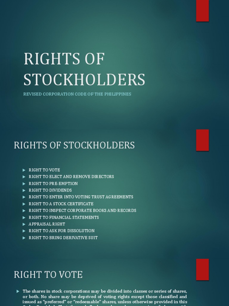 Stockholder Rights in the Philippines | PDF | Law