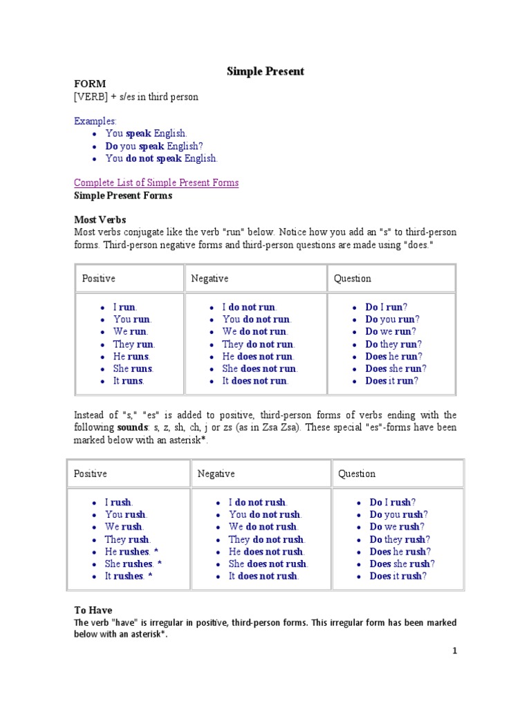 EnglishPage - Simple Present | PDF | English Language | Grammar