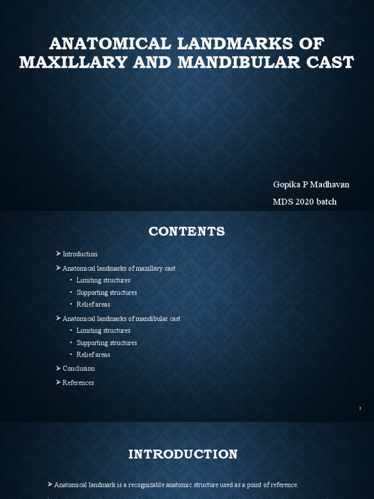 Maxillary and Mandibular Cast Landmarks | PDF | Dentures | Tongue