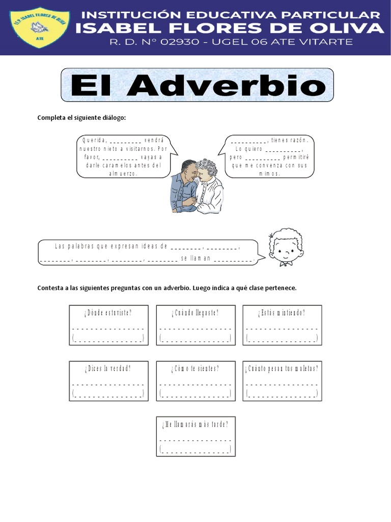 Adverbios para Quinto de Primaria | PDF