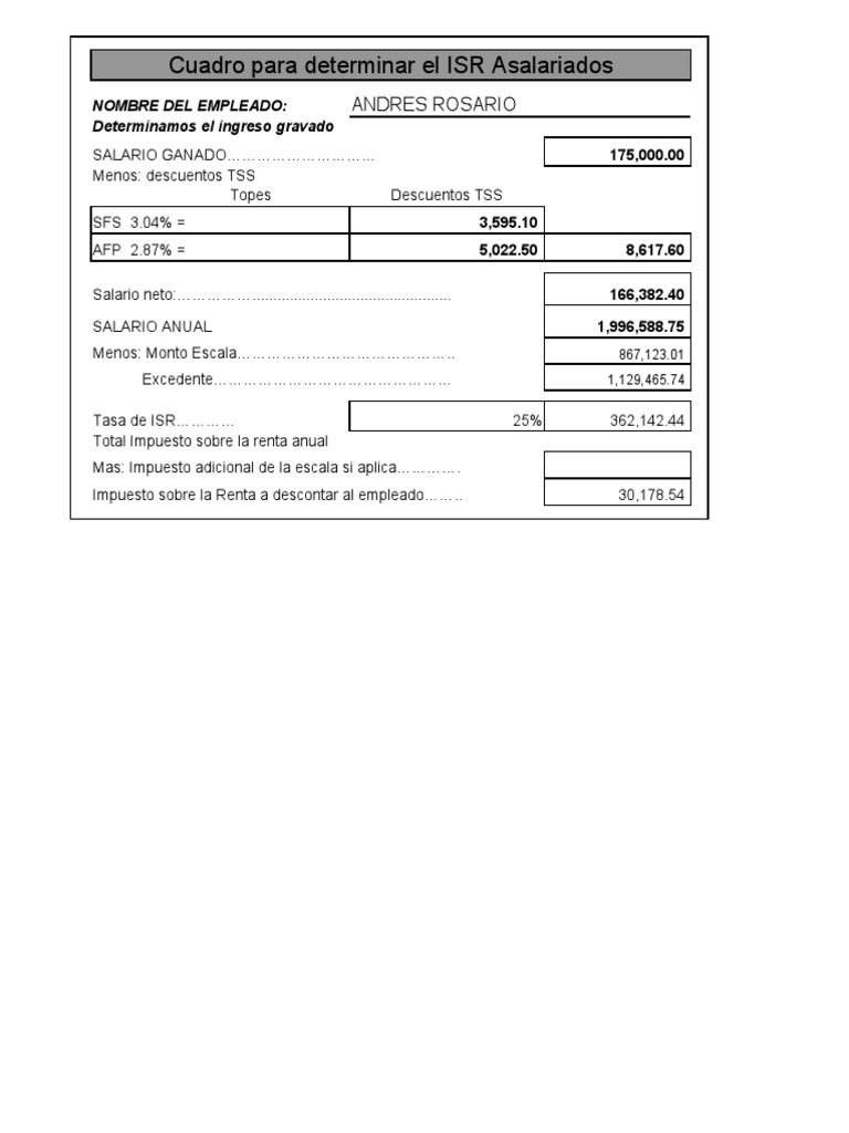 Cálculo de ISR para Asalariados | PDF | Impuesto sobre la renta ...