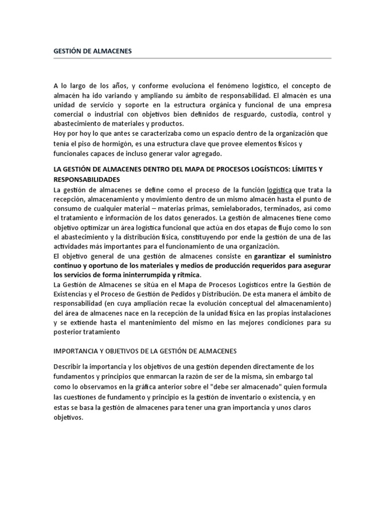 Gestión Eficiente de Almacenes Logísticos | PDF | Logística | Almacén