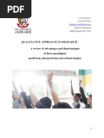 Qualitative Approach To Research A Review of Advantages and Disadvantages of Three Paradigms: Positivism, Interpretivism and Critical Inquiry