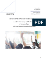 Qualitative Approach To Research A Review of Advantages and Disadvantages of Three Paradigms: Positivism, Interpretivism and Critical Inquiry