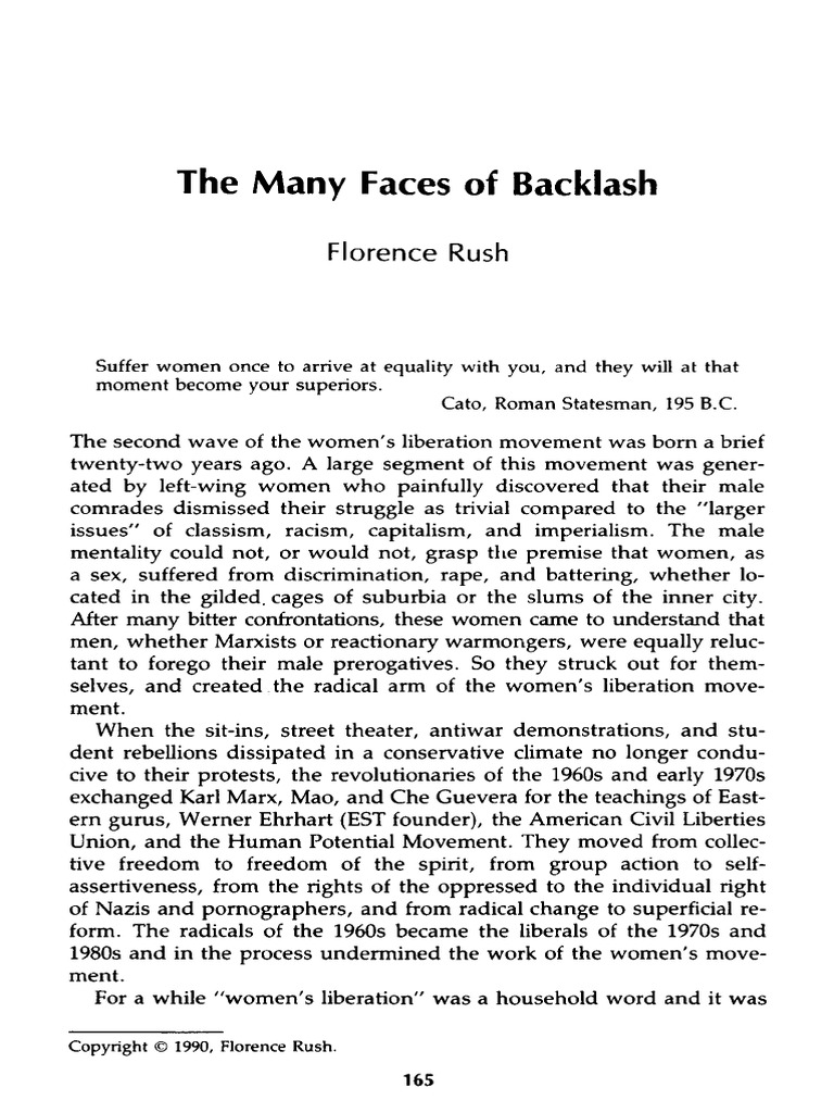 RUSH, Florence - The Many Faces of Backlash PDF | PDF | Rape | Sexism