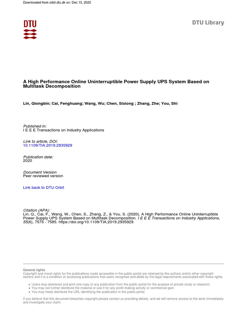 A High Performance Online Uninterruptible Power Supply UPS System Based ...