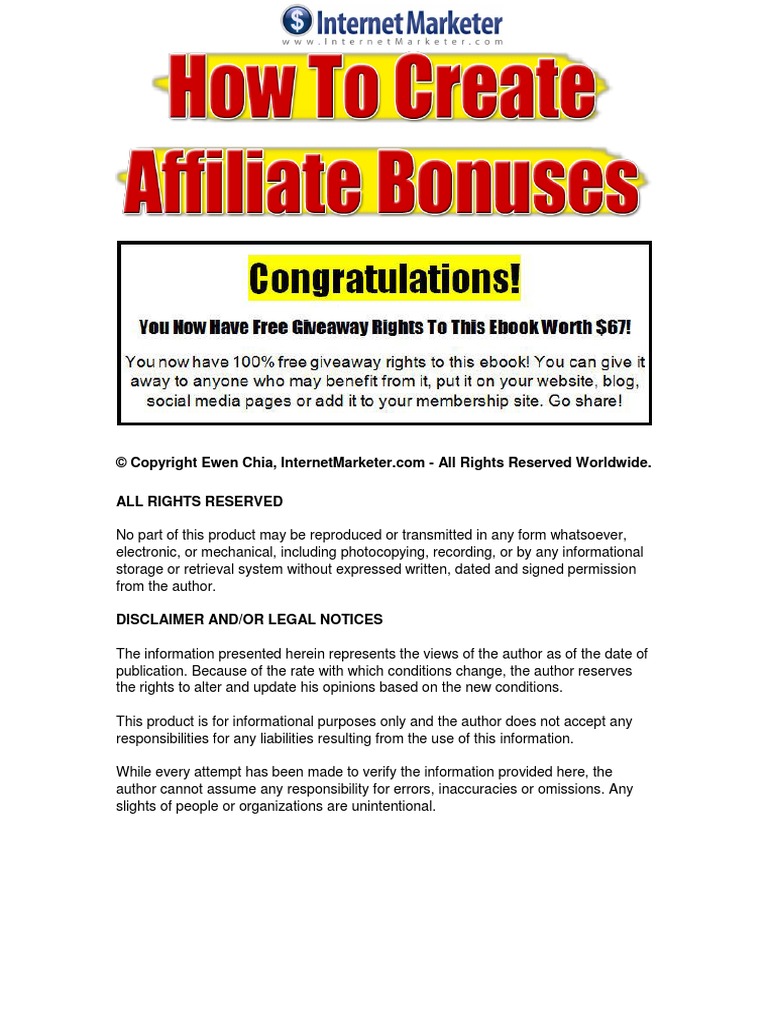 How To Create Affiliate Bonuses | PDF | Career & Growth