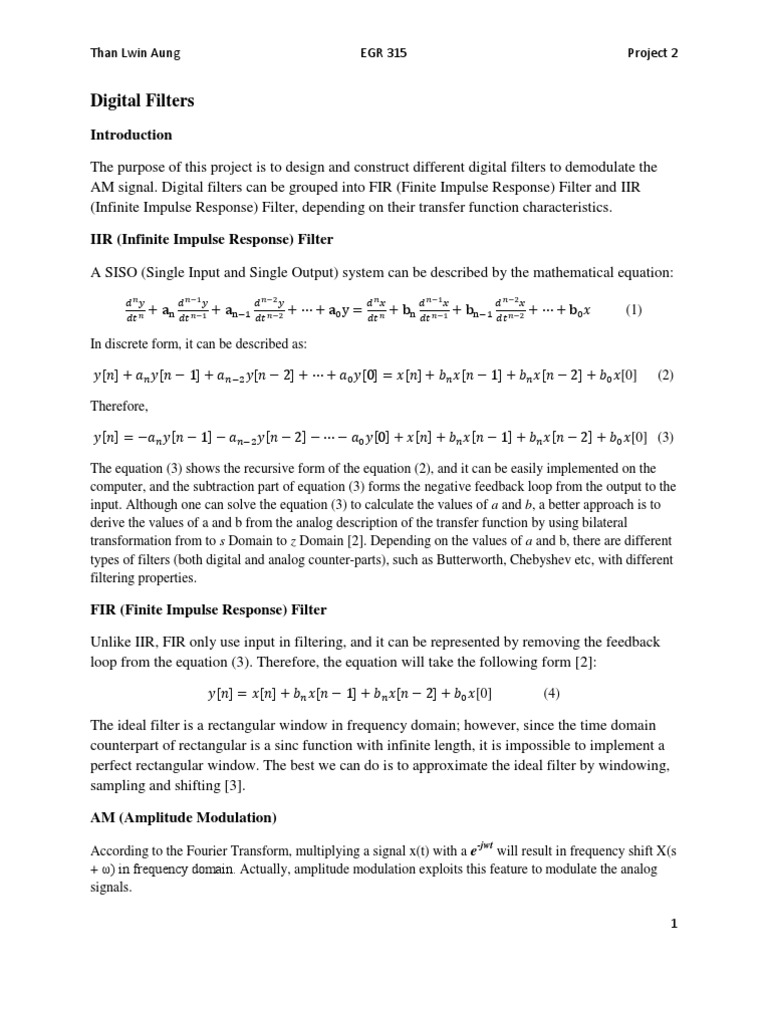 IIR Digital Filter Design for AM Signals | PDF | Telecommunications ...