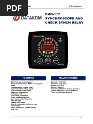 Synchroscope Datakom DKG-117 Datakom DKG-117 Synchroscope Et Contrôleur De Synchronisation - Boîtier DIN 96x96 Mm Relais Synchronisation Automatique