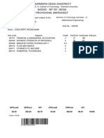 Dharmsinh Desai University NADIAD - 387 001 (INDIA) Provisional Marksheet