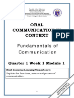 ORAL COMMUNICATION - Q1 - W1 - Mod1 - Fundamental of Communication