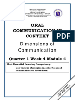 ORAL COMMUNICATION - Q1 - W4 - Mod4 - Dimentions of Communication