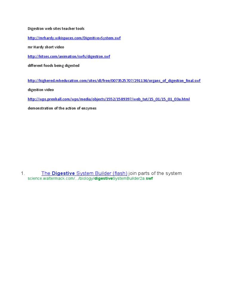 Digestion Web Sites Teacher Tools | PDF