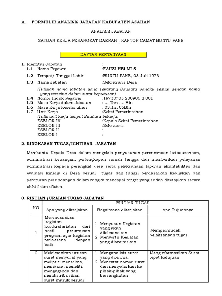 Anjab Sekdes P Tanjung Juliana