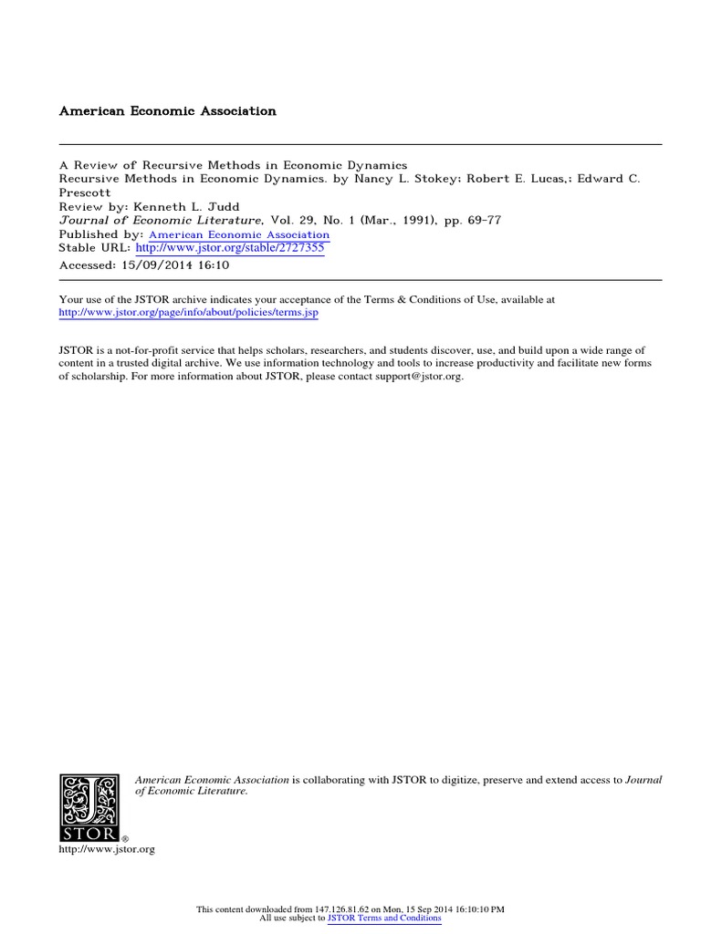 A Review of Recursive Methods in Economic Dynamics | PDF | General ...