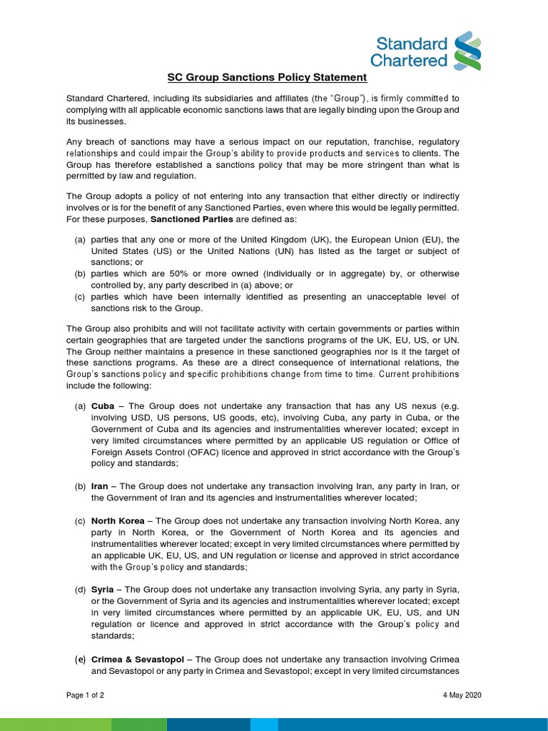 Current Sectoral Sanctions Overview | PDF | International Sanctions ...