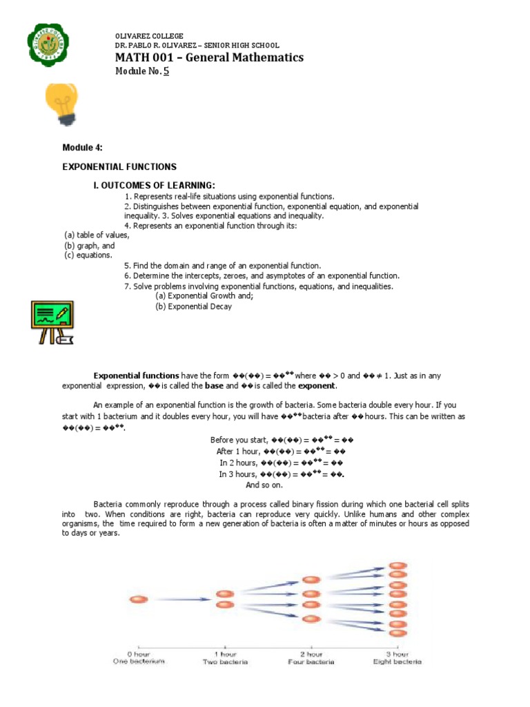 MATH 001 - General Mathematics: I. Utcomes of Learning | PDF ...