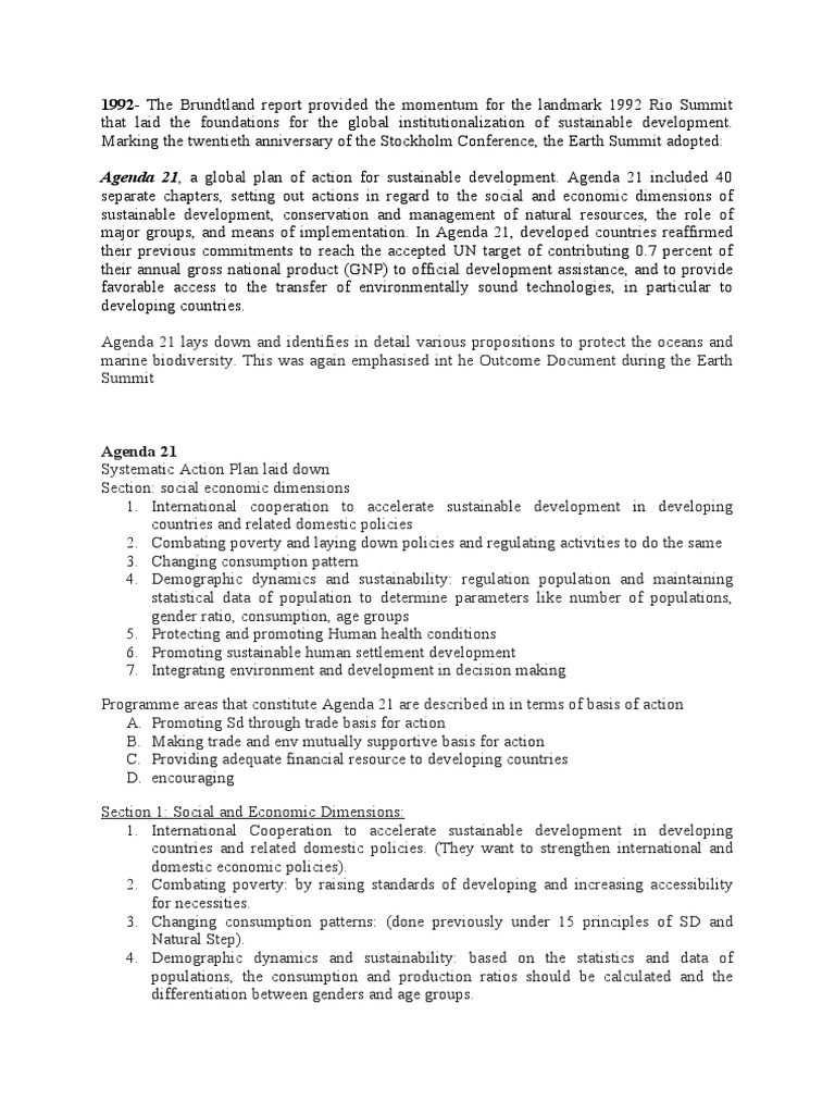 Agenda 21 PDF Sustainability Sustainable Development