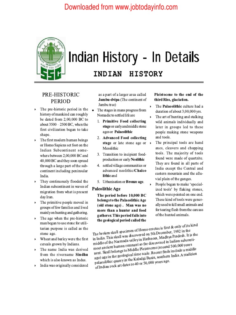 All About Indian History - Pre-Historic - Medieval - Modern Era - SSC ...