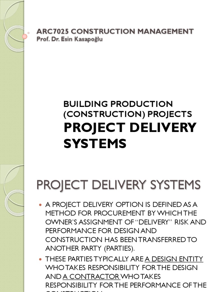 Construction Project Delivery Methods | PDF | Construction Management ...