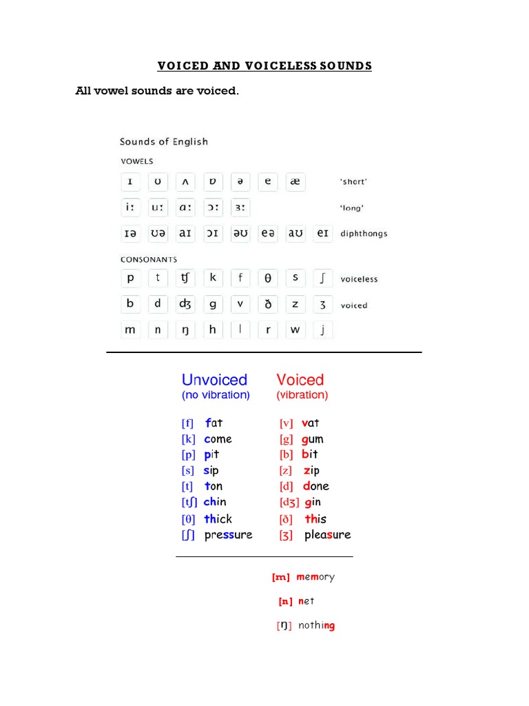 Voiced vs. Voiceless Sounds Explained | PDF