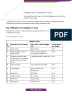 Major Mergers and Acquisitions in India